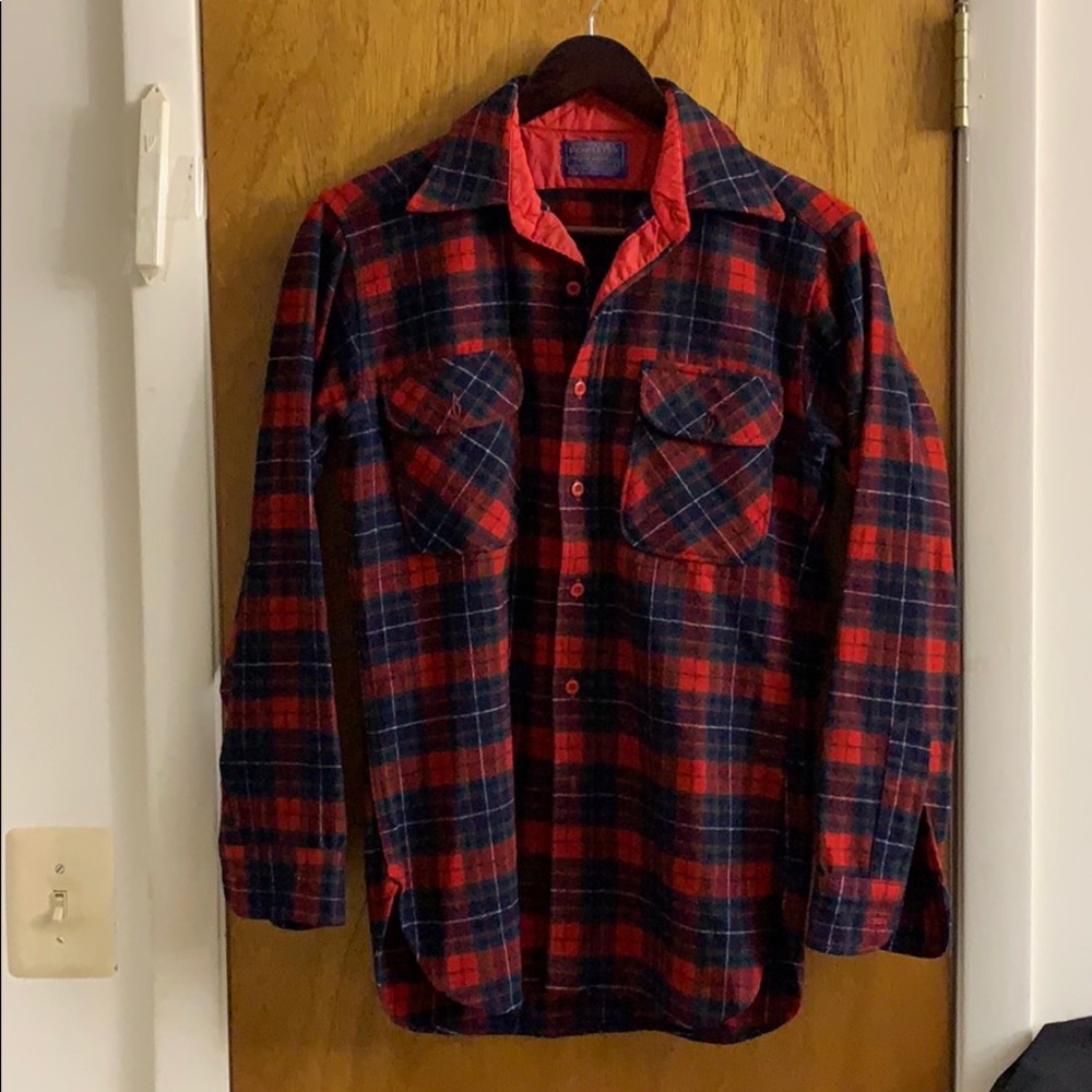 Pendleton 100% Wool Plaid Flannel Men Small VTG SM